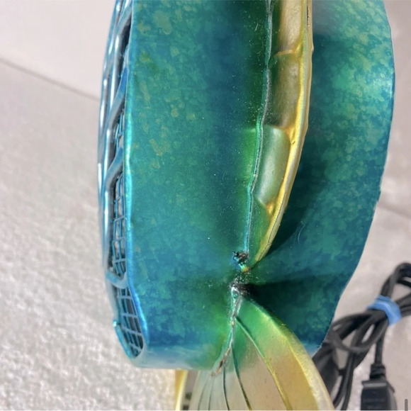Deco Breeze Blue Yellow  Metal Fish Fan - Picture 10 of 15